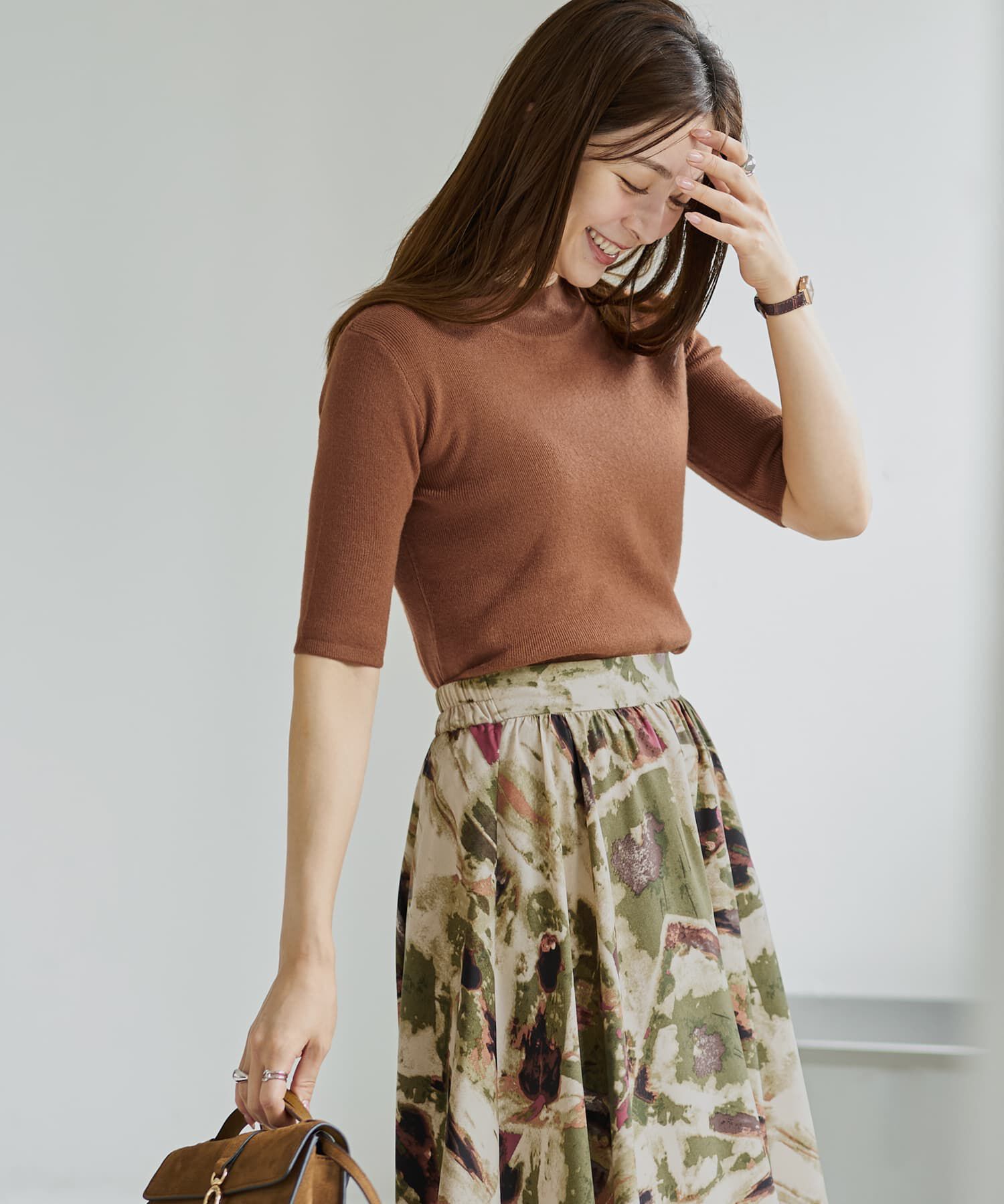 STYLE DELI「ソフトタッチ◆５分袖ハイネックトップス」|ニット・セーター|