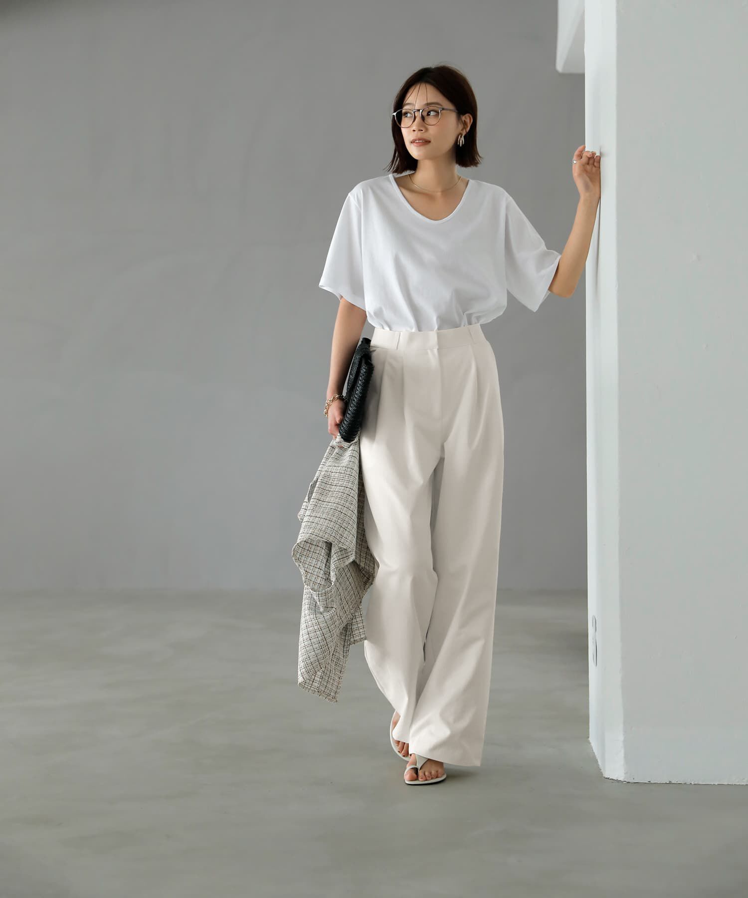 STYLE DELI「ニュアンスホワイト落ち感２タックワイドパンツ」|その他|