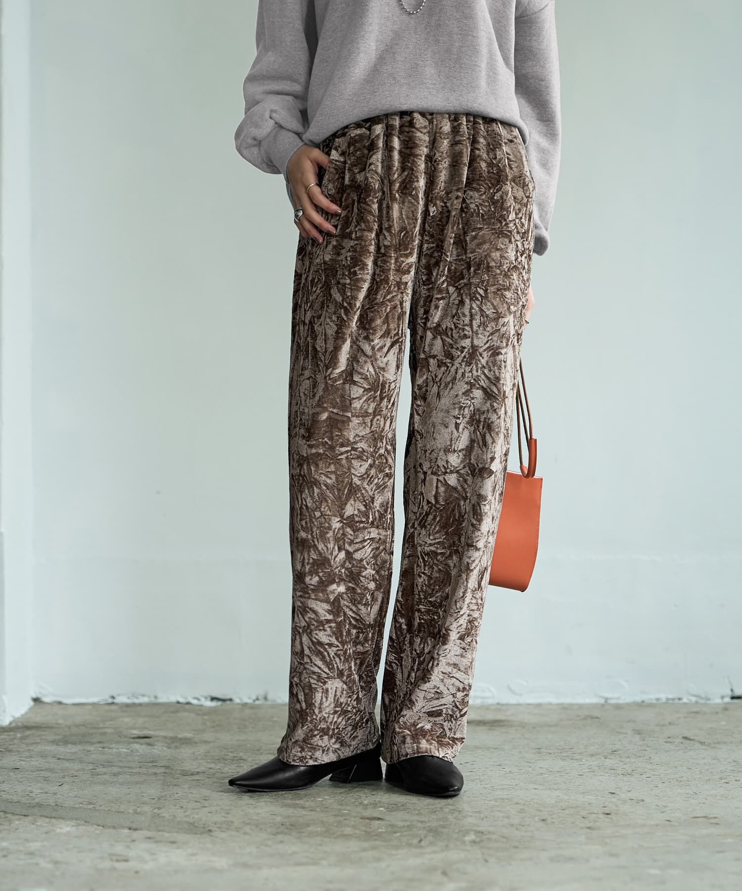 STYLE DELI「クラッシュベロアリラックスパンツ」|その他|ダークブラウン