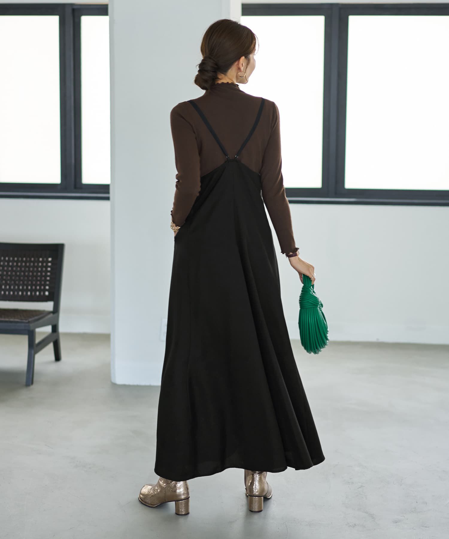 STYLE DELI「ジョーゼット生地キャミ型フレアジャンパースカート」|ワンピース|