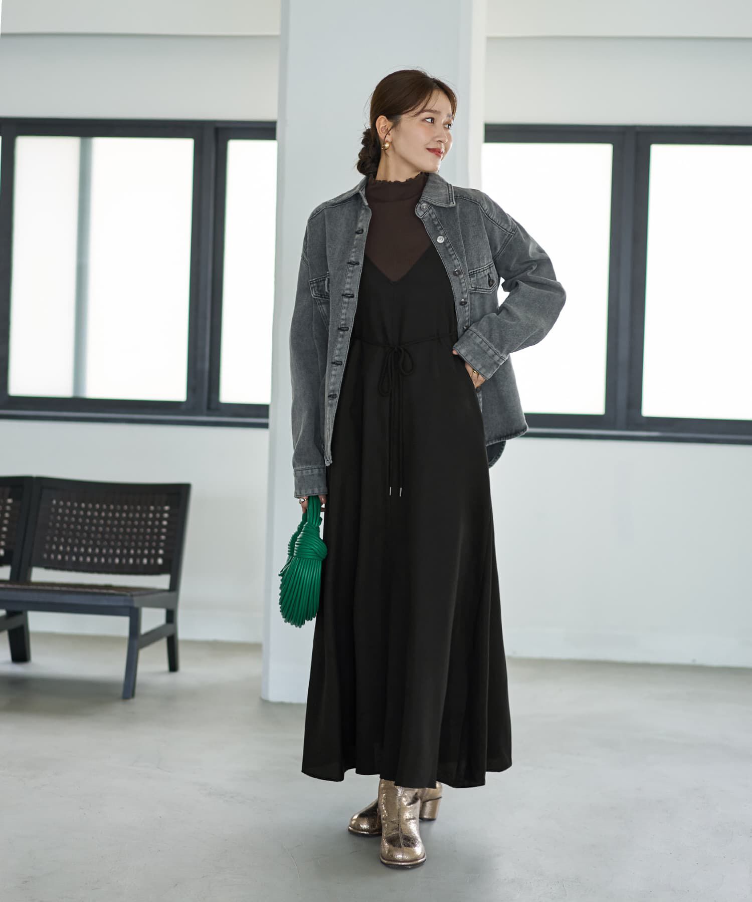 STYLE DELI「ジョーゼット生地キャミ型フレアジャンパースカート」|ワンピース|