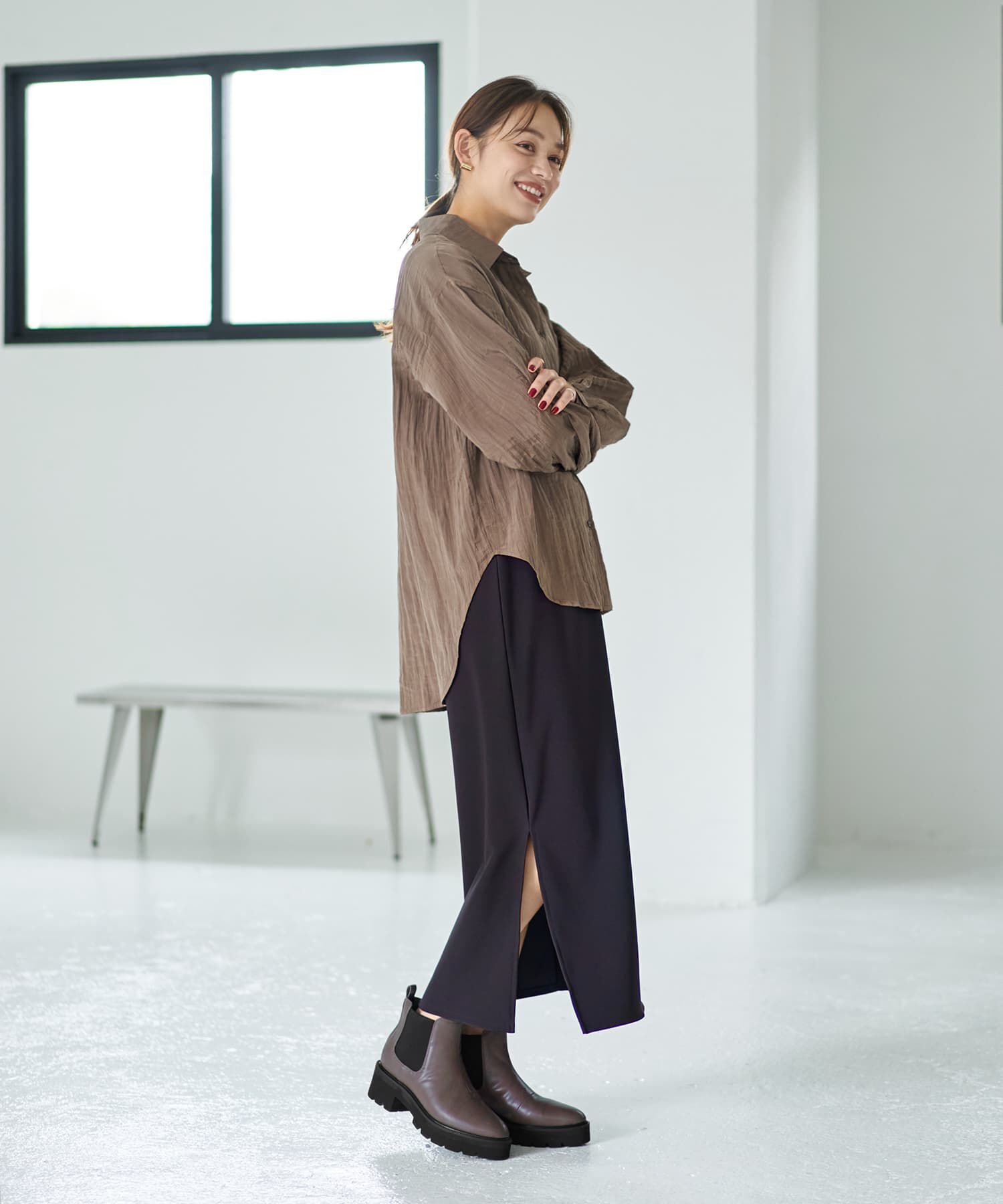 STYLE DELI「シワ加工グロッシーシャツ」|シャツ・ブラウス|