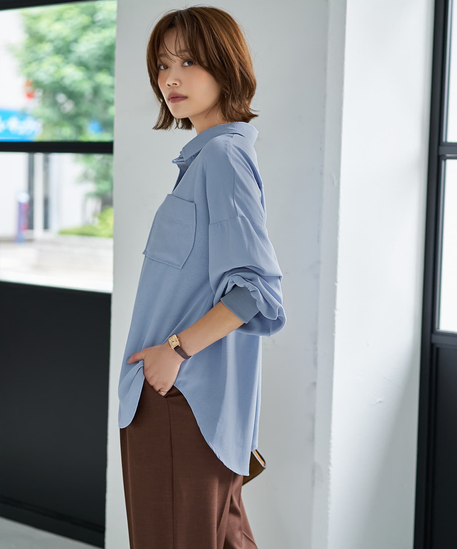 STYLE DELI「シワFREEスルスル袖リブシャツ」|シャツ・ブラウス|