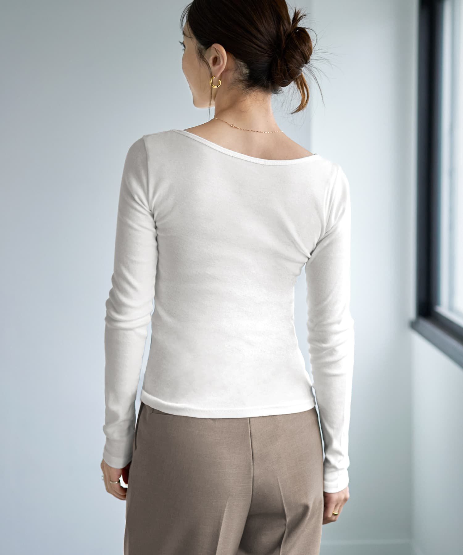 STYLE DELI「◆敏感肌対策◆中に着る綿100デコルテ開きカットソー」|Tシャツ・カットソー|