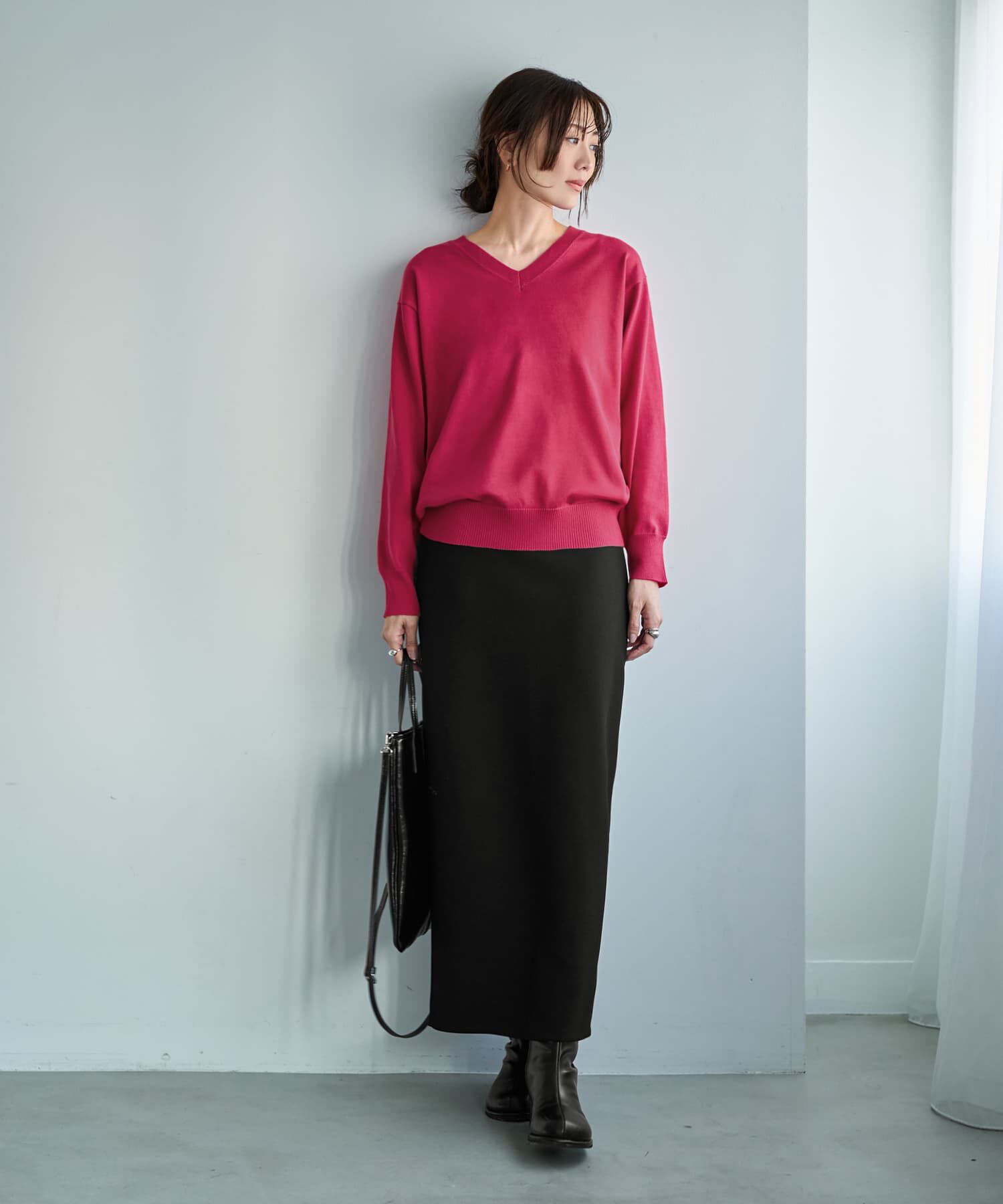 STYLE DELI「アンチピリングVネックニットトップスB」|ニット・セーター|