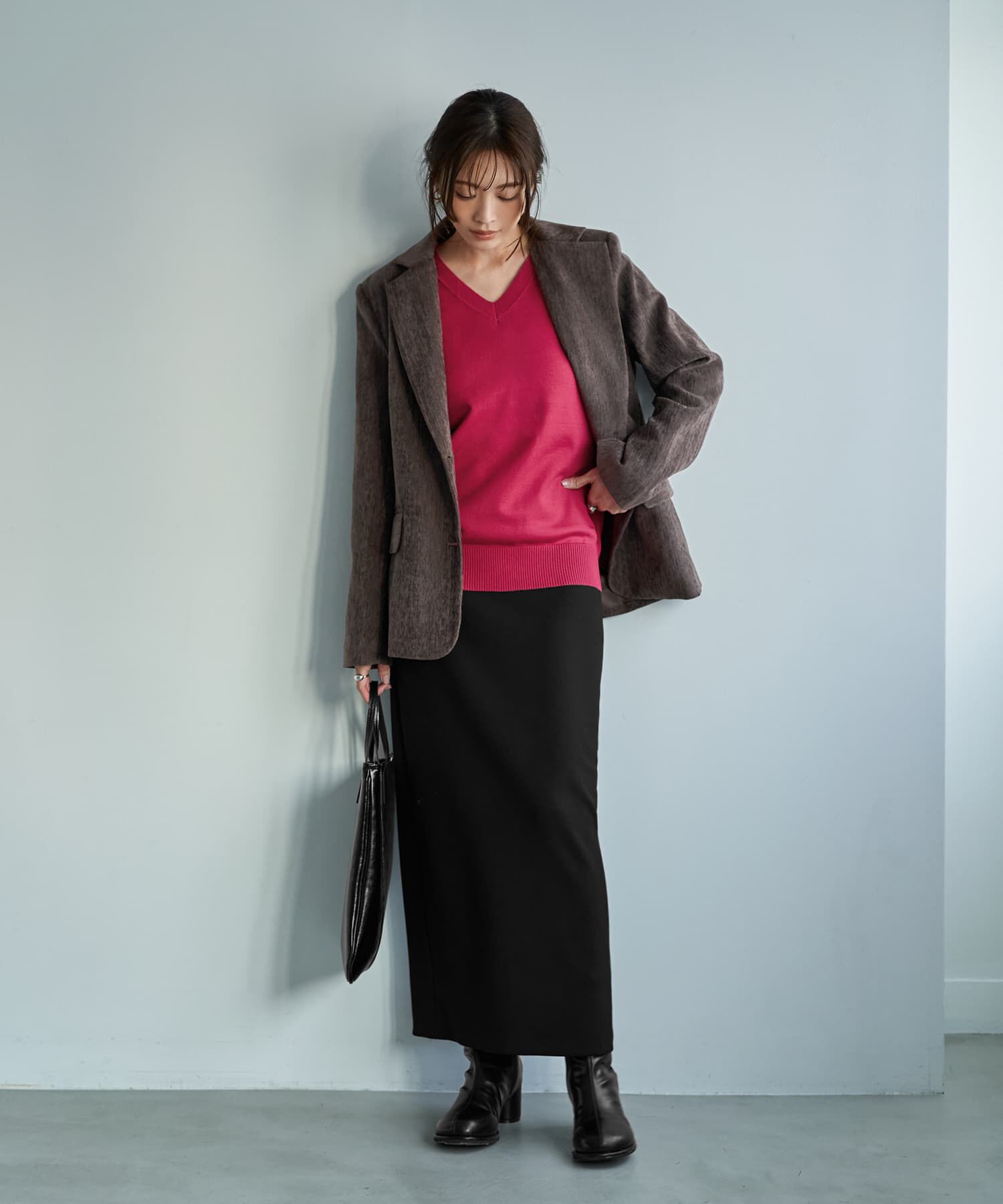 STYLE DELI「アンチピリングVネックニットトップスB」|ニット・セーター|