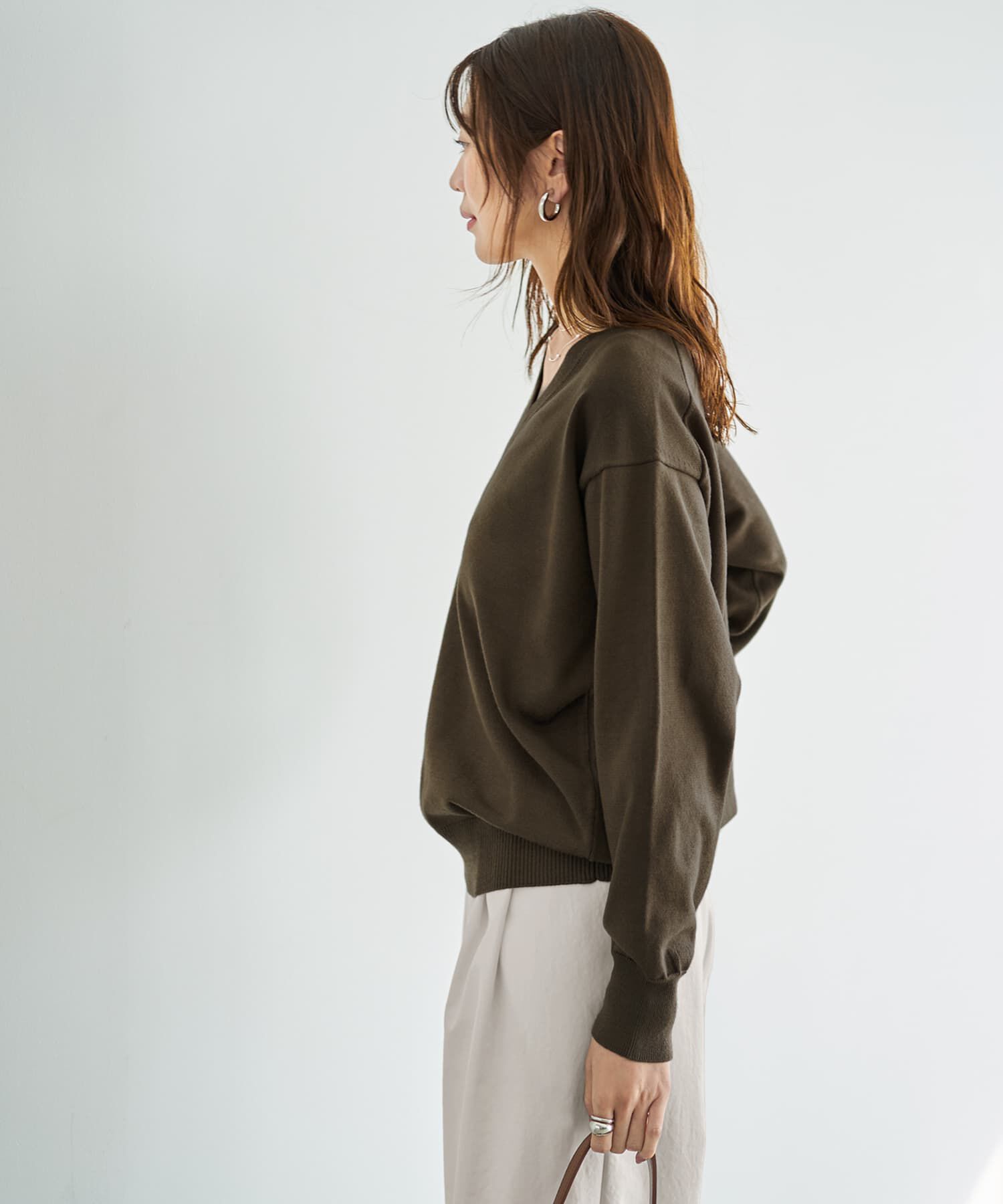 STYLE DELI「アンチピリングVネックニットトップスB」|ニット・セーター|