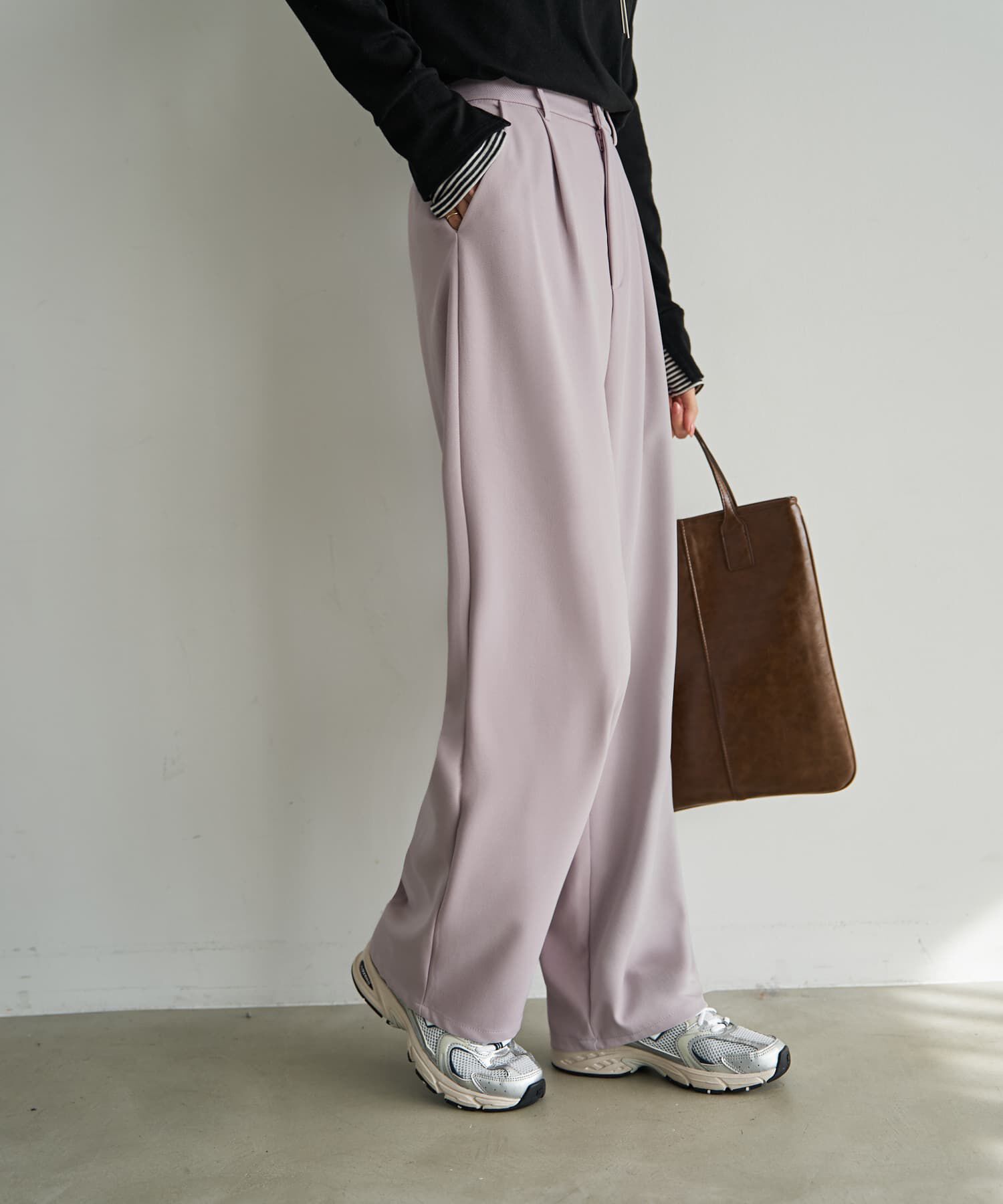 STYLE DELI「裏地付きストレッチツイルワイドパンツ」|その他|