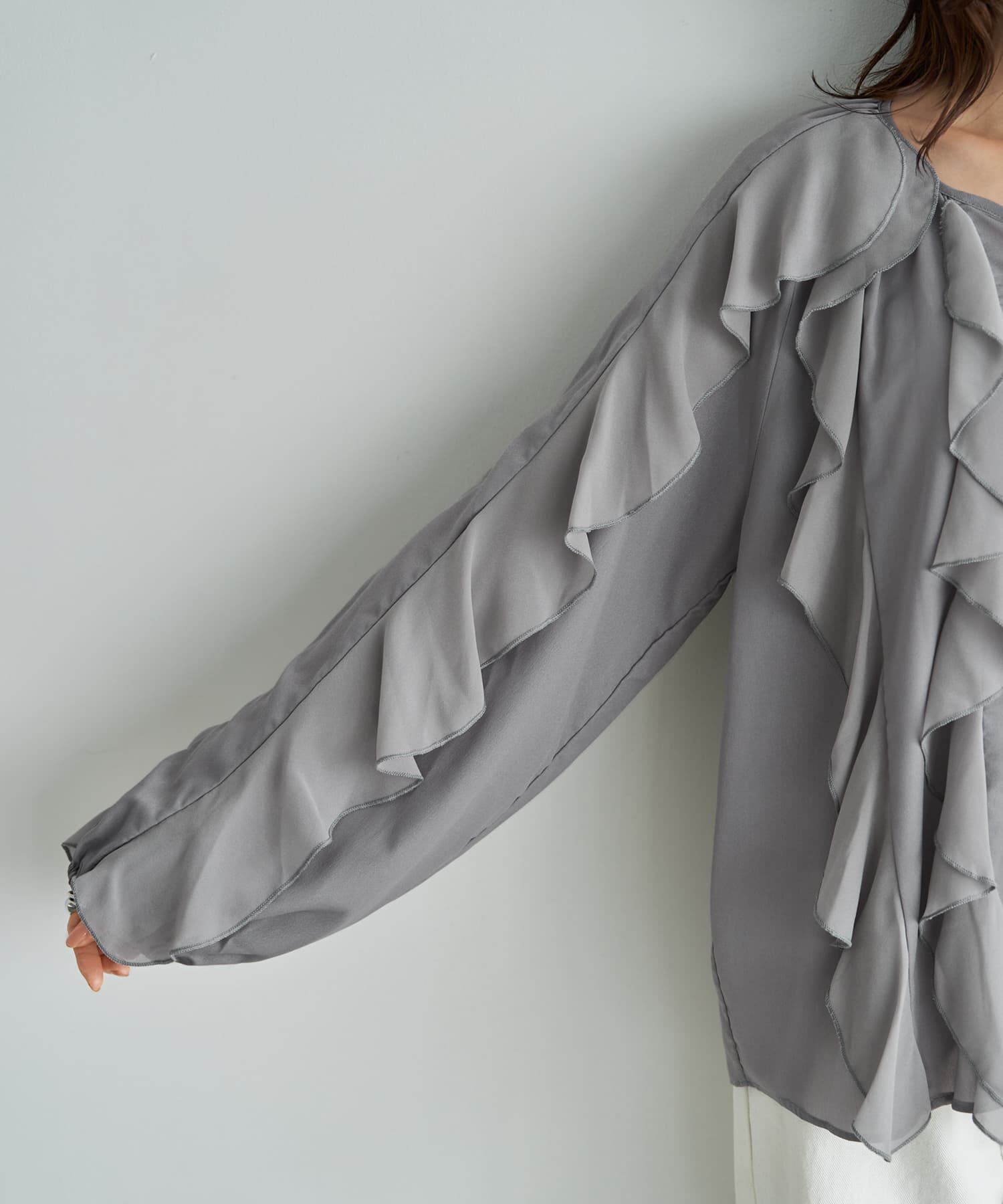 STYLE DELI「【LUXE】ドレープフリルブラウス」|シャツ・ブラウス|