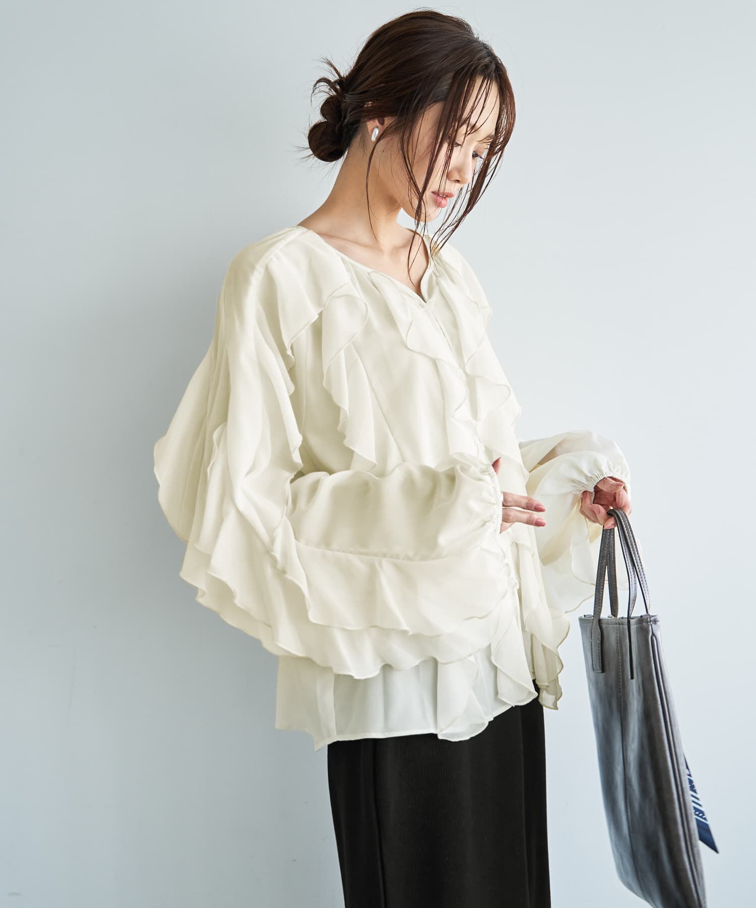 STYLE DELI「【LUXE】ドレープフリルブラウス」|シャツ・ブラウス|