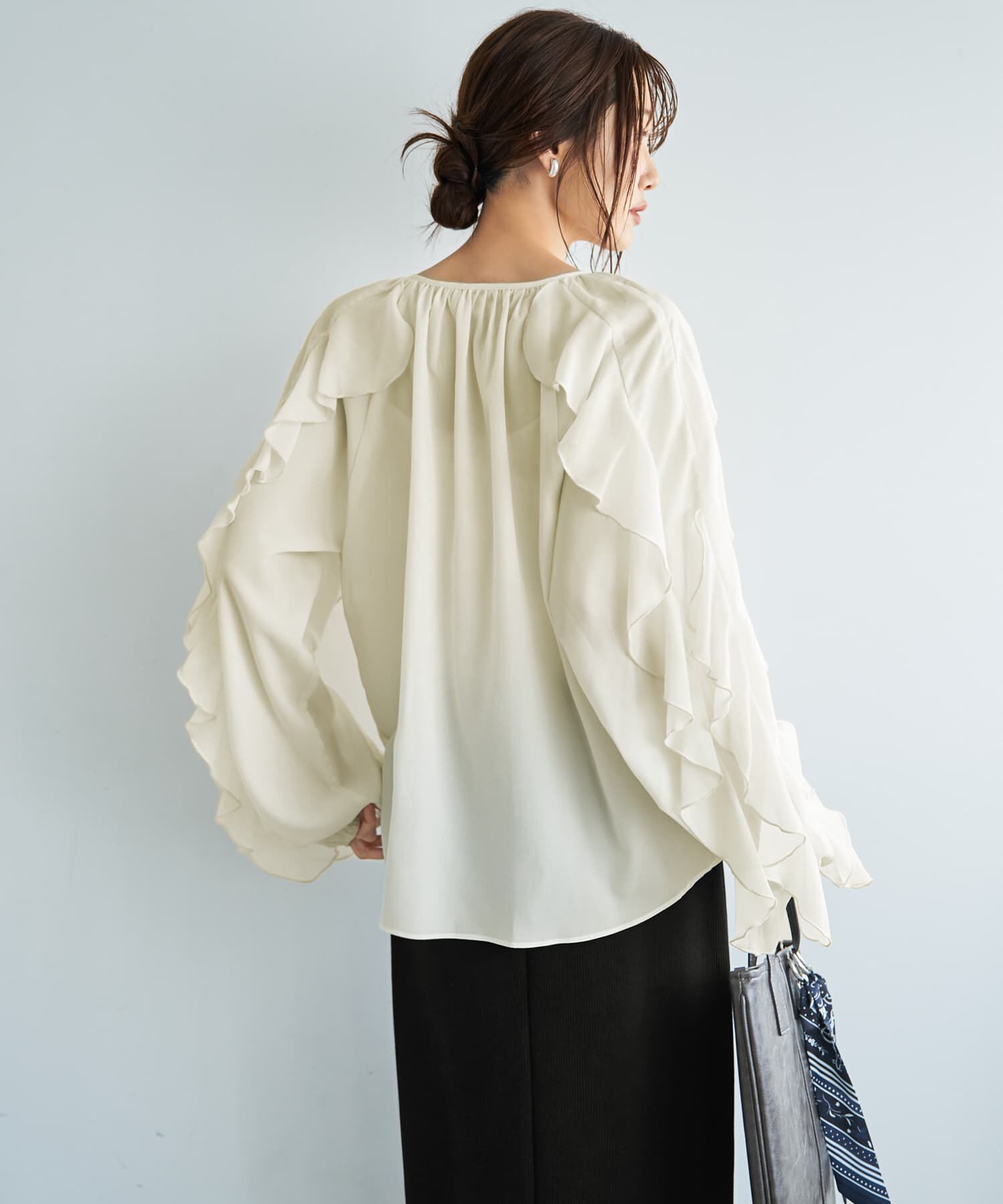 STYLE DELI「【LUXE】ドレープフリルブラウス」|シャツ・ブラウス|