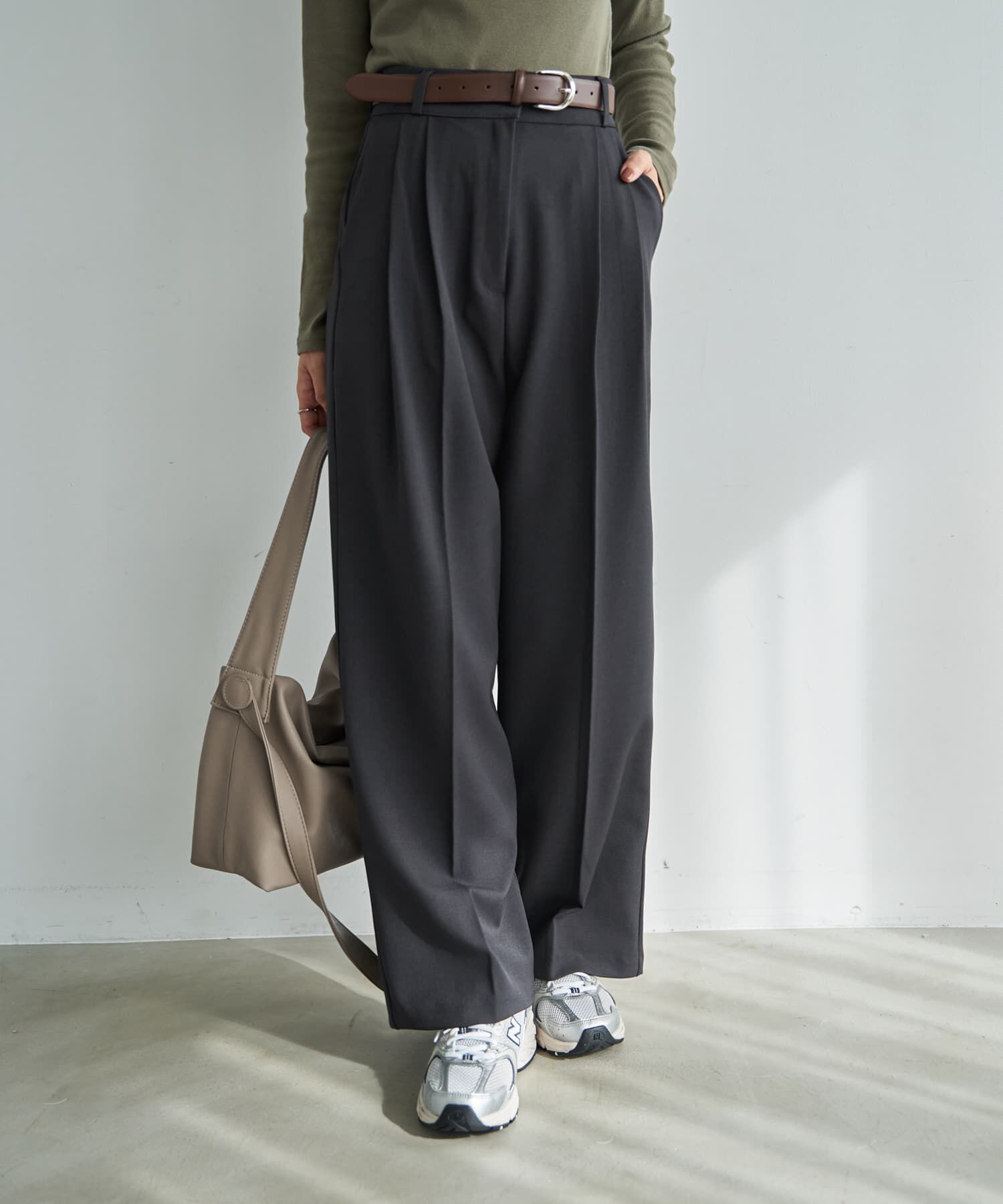 STYLE DELI「中厚地２タックワイドパンツB」|その他|チャコールグレー