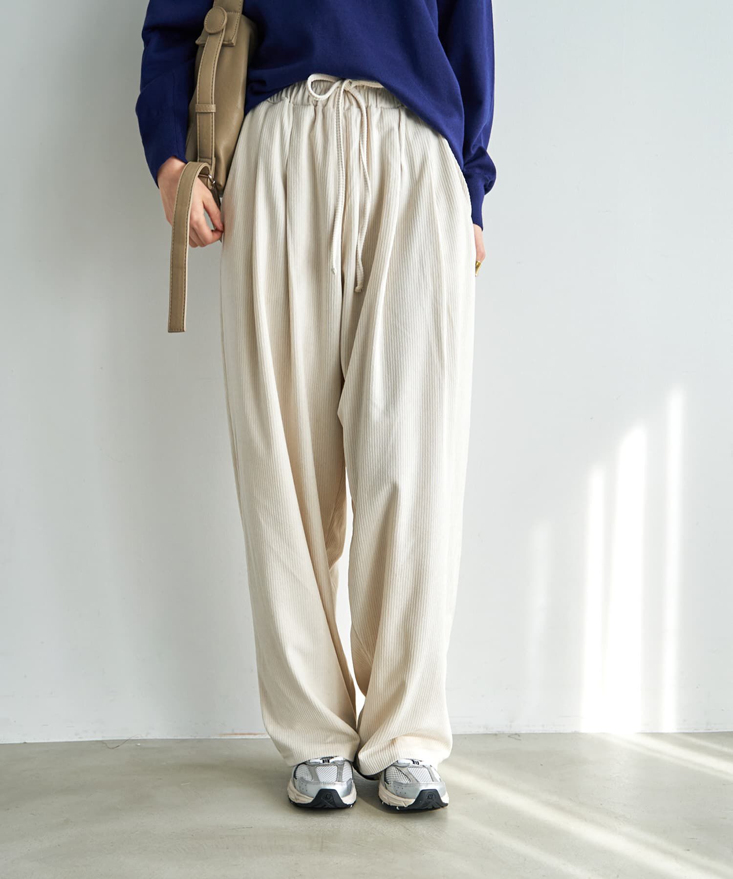 STYLE DELI「縦線凹凸２タックリラックスパンツ」|その他|エクリュ