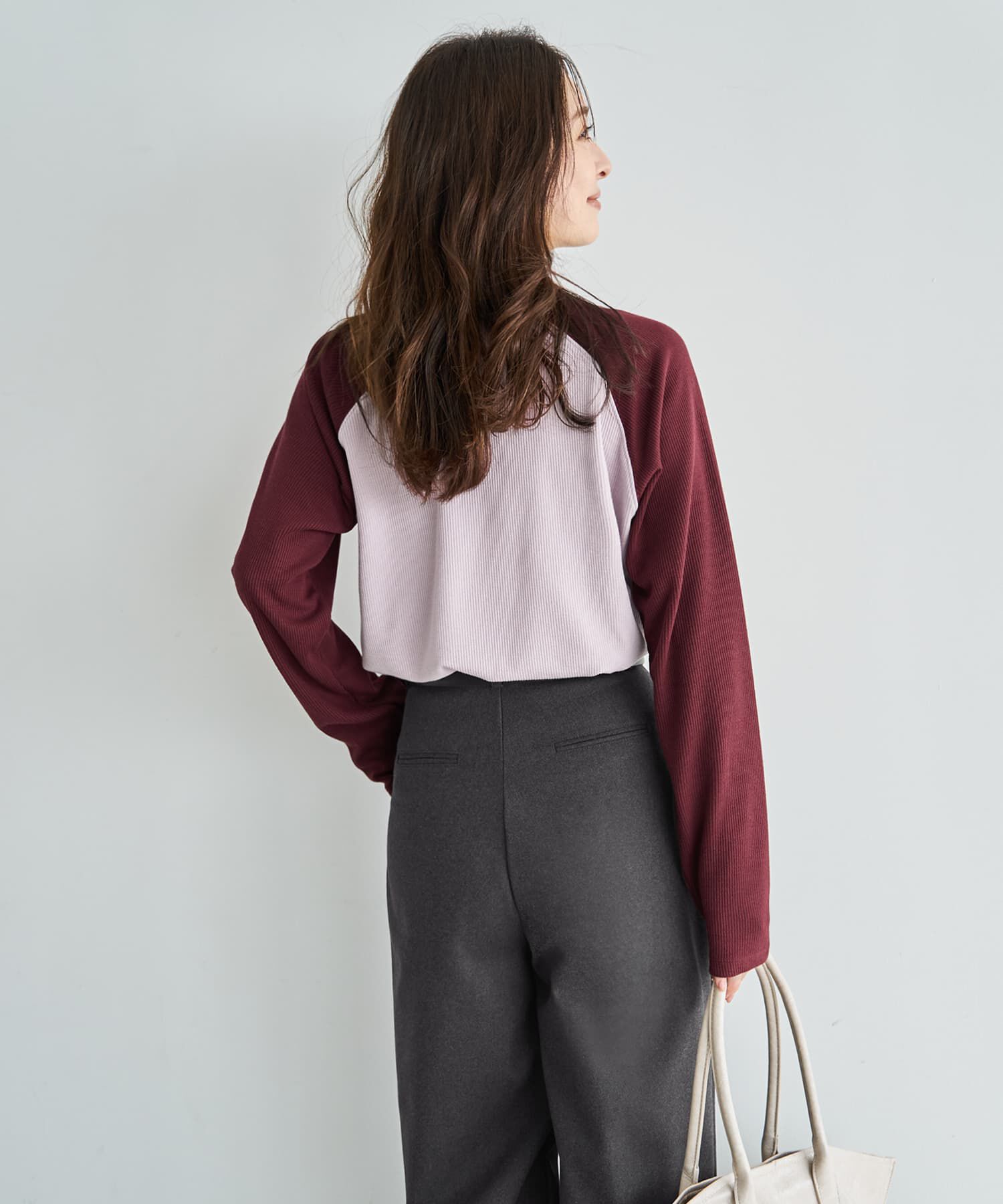 STYLE DELI「配色ラグランリブ生地プルオーバー」|Tシャツ・カットソー|