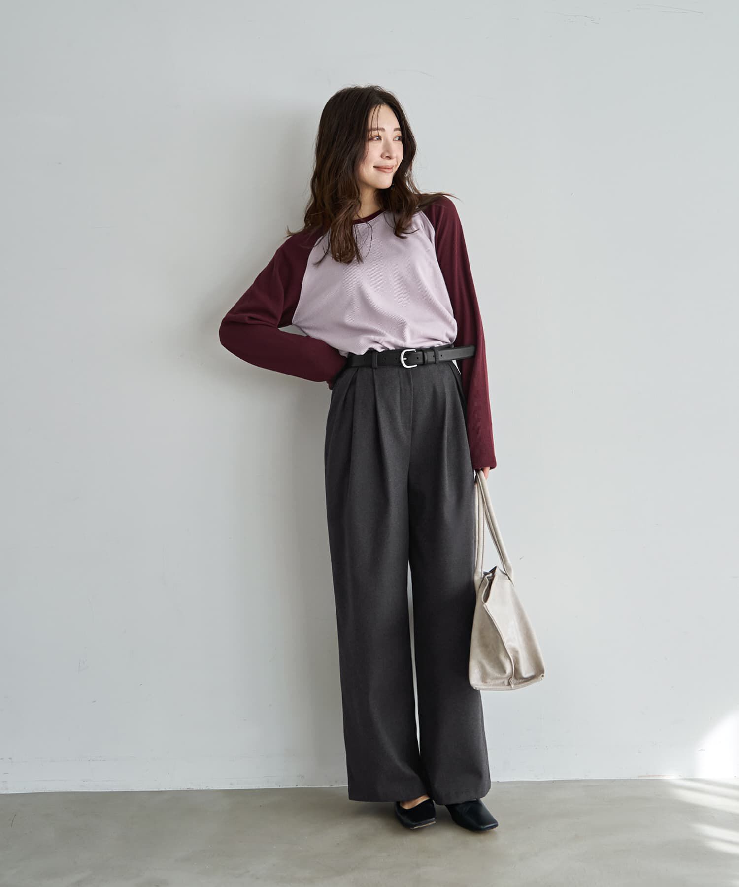 STYLE DELI「配色ラグランリブ生地プルオーバー」|Tシャツ・カットソー|