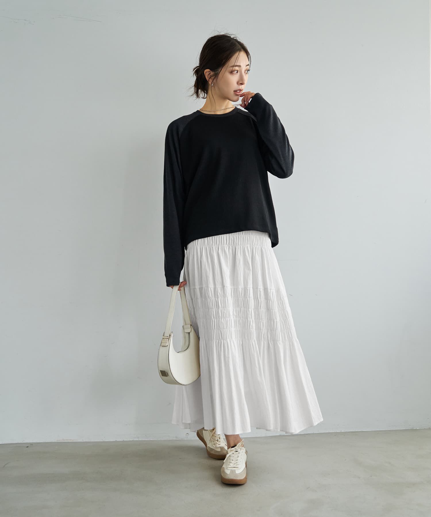 STYLE DELI「配色ラグランリブ生地プルオーバー」|Tシャツ・カットソー|