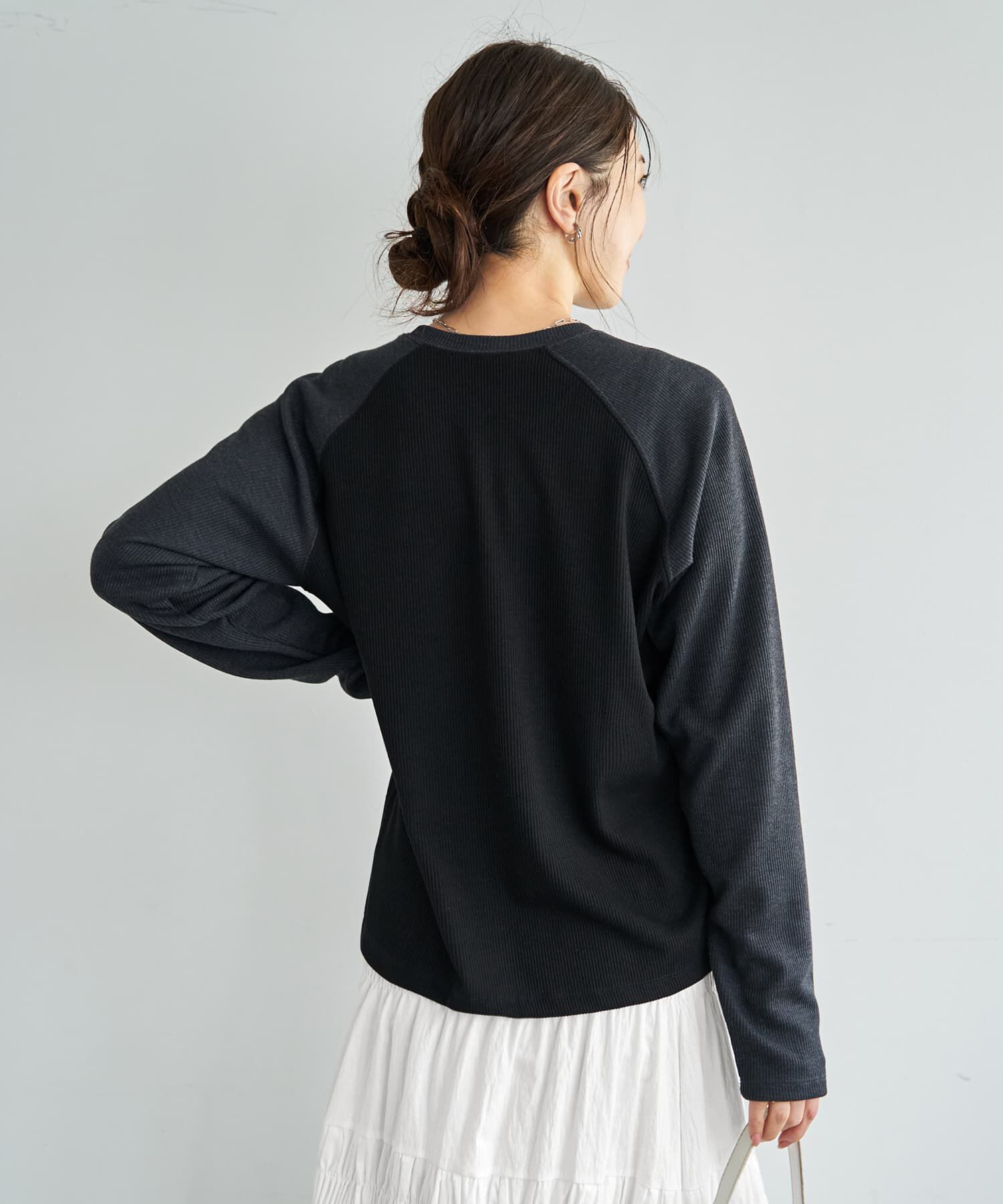 STYLE DELI「配色ラグランリブ生地プルオーバー」|Tシャツ・カットソー|