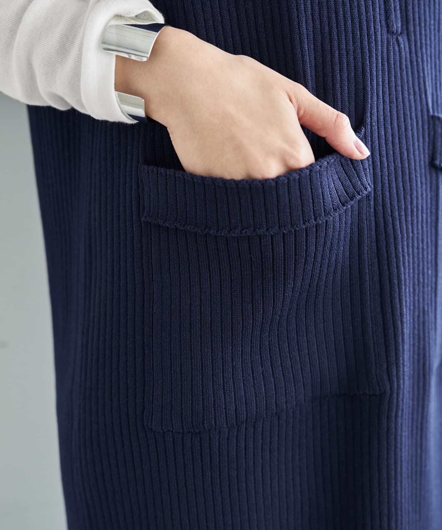 STYLE DELI「ジップ付きスタンドネックのリブニットワンピース」|ワンピース|