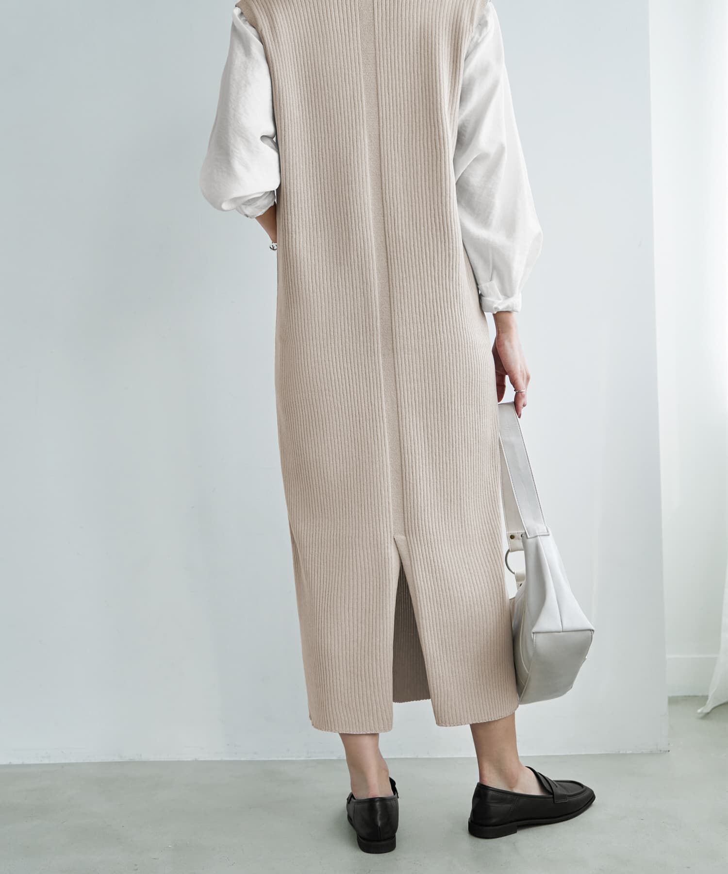 STYLE DELI「ジップ付きスタンドネックのリブニットワンピース」|ワンピース|