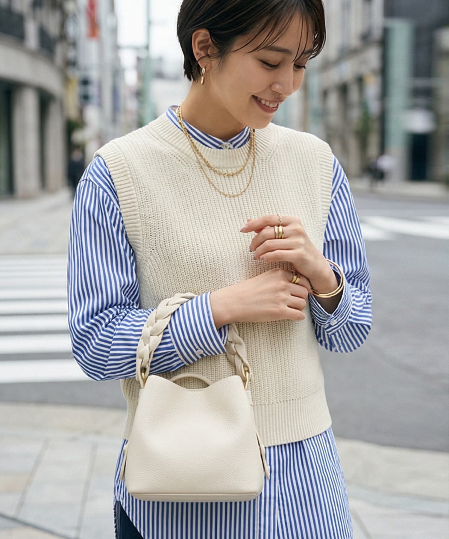 STYLE DELI「【DELI by】グレイスフォルム リアルレザーミニバケットバッグ」|ショルダー・メッセンジャー|