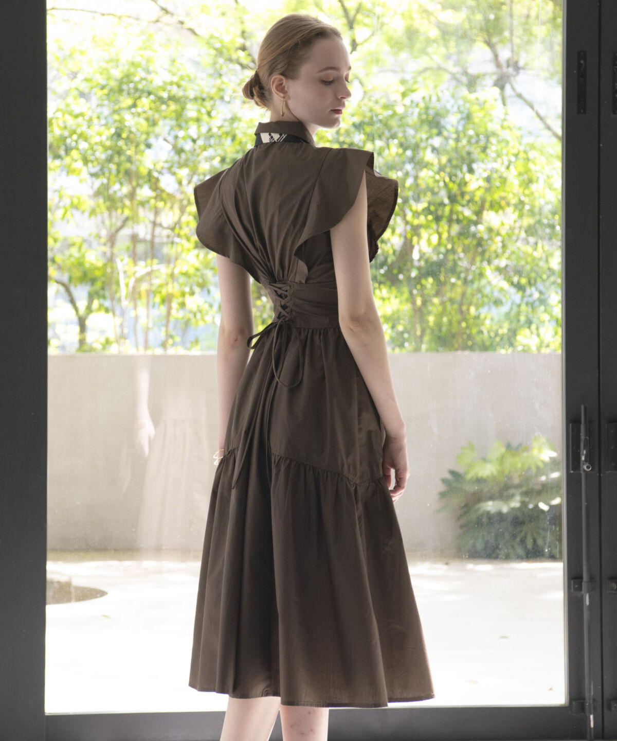 アンドクチュール「タイ付きショルダーフリルワンピース」|ワンピース|