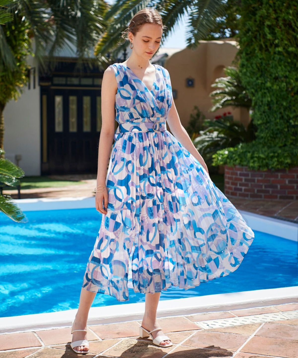 アンドクチュール「ジオメトリックカシュクールワンピース」|ワンピース|