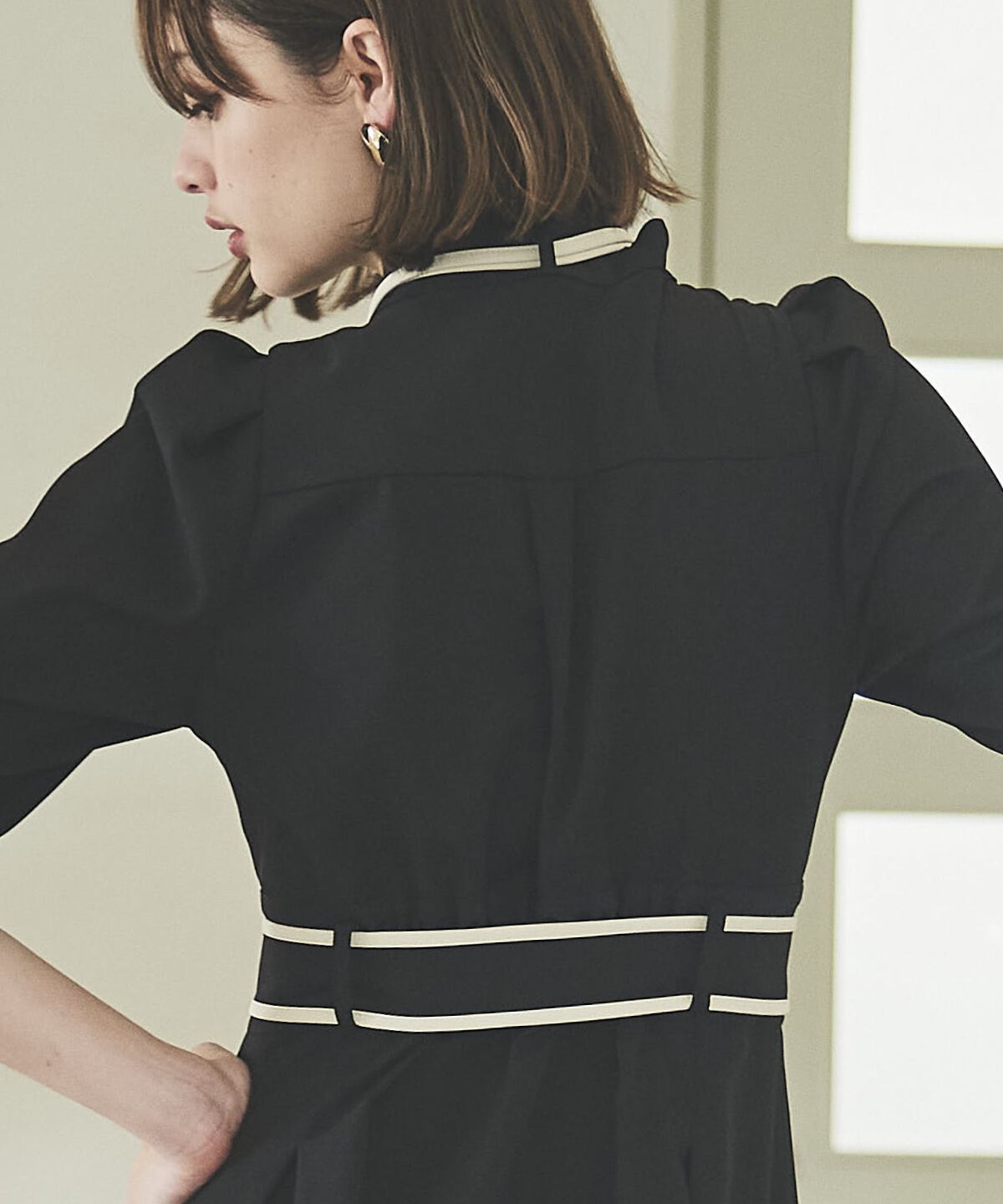 アンドクチュール「配色パイピングボウタイワンピース」|ワンピース|