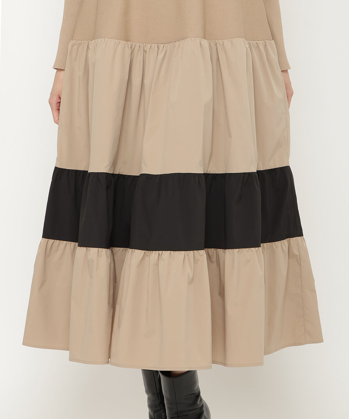 アンドクチュール「布帛ティアードドッキングワンピース」|ワンピース|