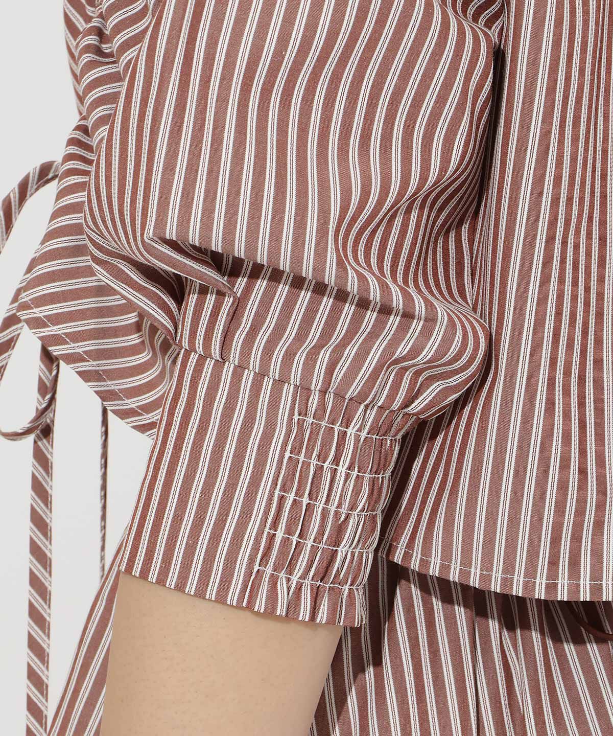 アンドクチュール「ストライプシャーリングブラウス」|シャツ・ブラウス|