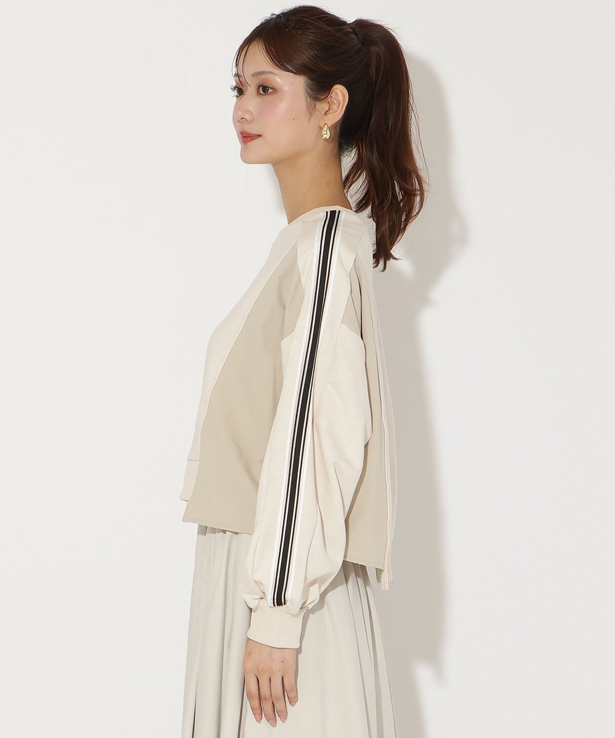 アンドクチュール「ライン入り裏毛トップス」|Tシャツ・カットソー|