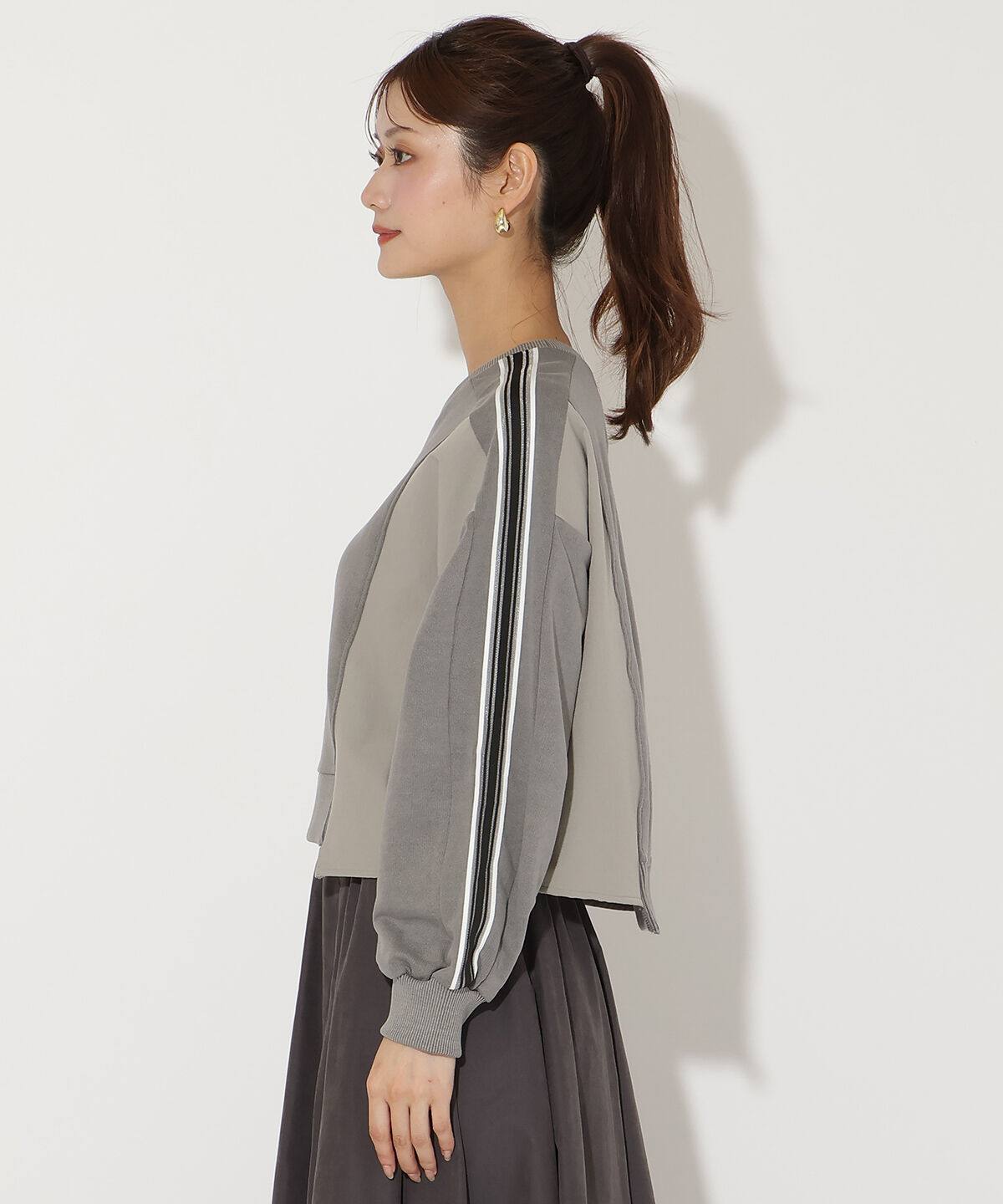 アンドクチュール「ライン入り裏毛トップス」|Tシャツ・カットソー|