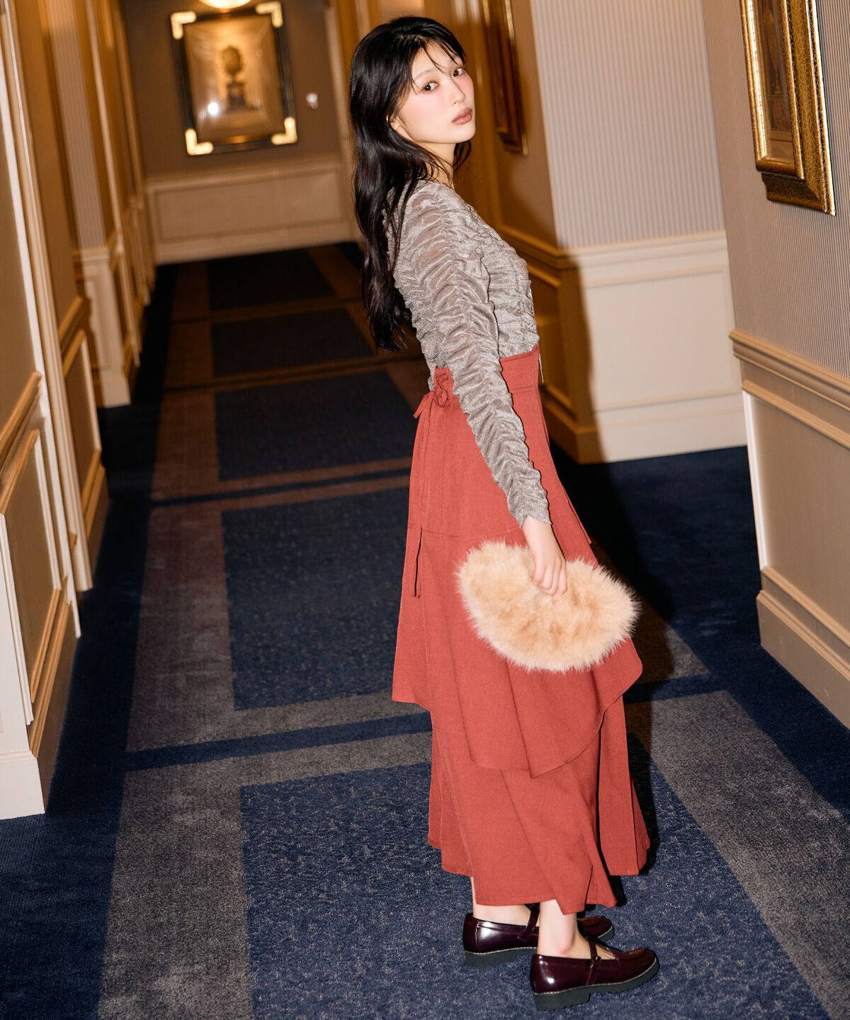 アンドクチュール「シャーリングベロアプルオーバー」|Tシャツ・カットソー|