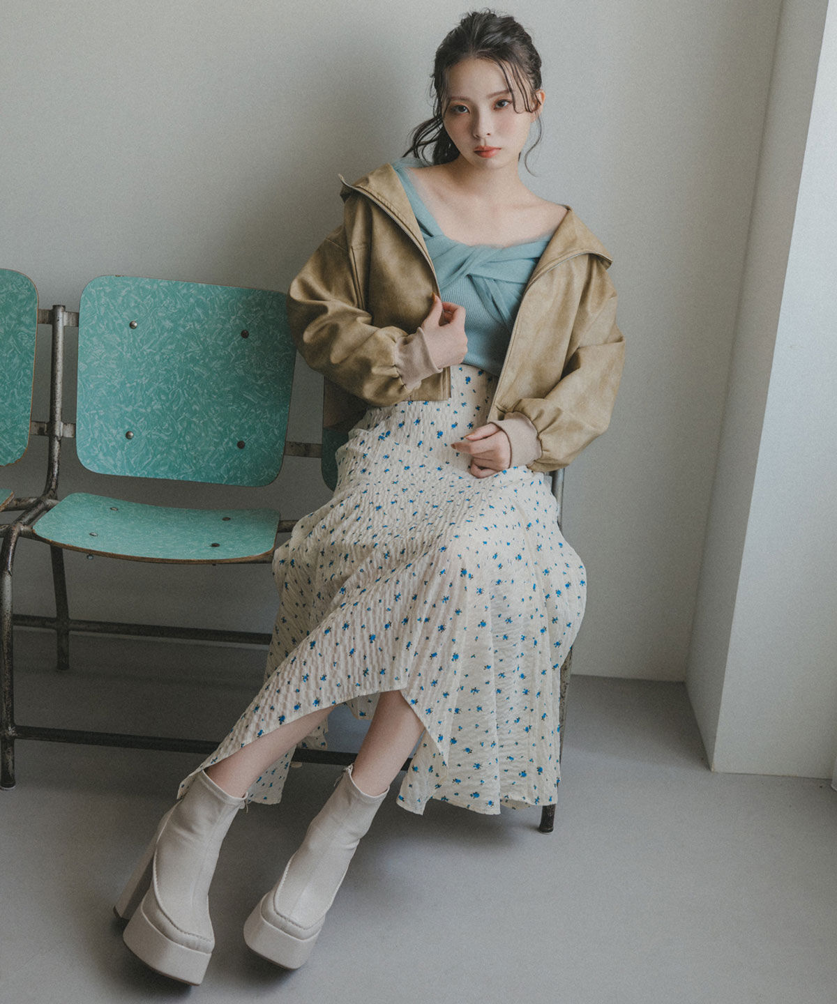 REDYAZEL「チョーカークロスチュールニットトップス」|ニット・セーター|