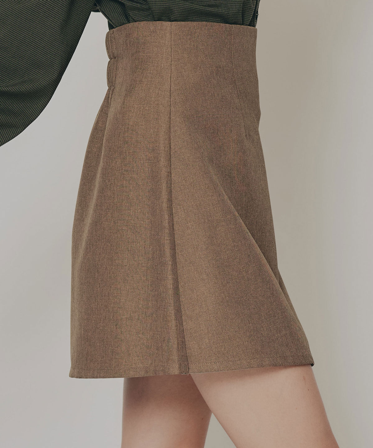 REDYAZEL「バイカラーアシメプリーツミニスカート」|フレア|