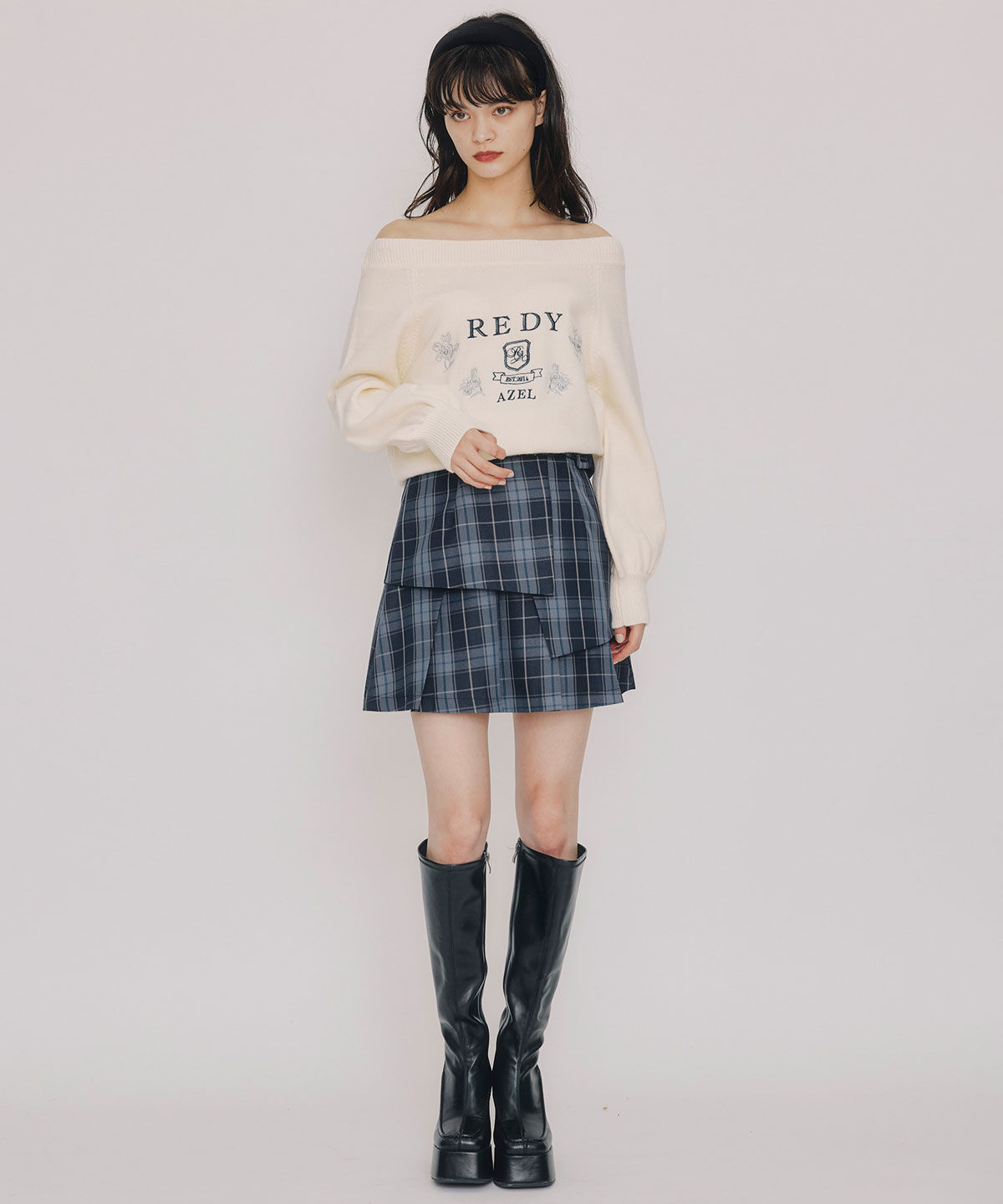 REDYAZEL「ビジューロゴエンブロイダリーニットプルオーバー」|ニット・セーター|