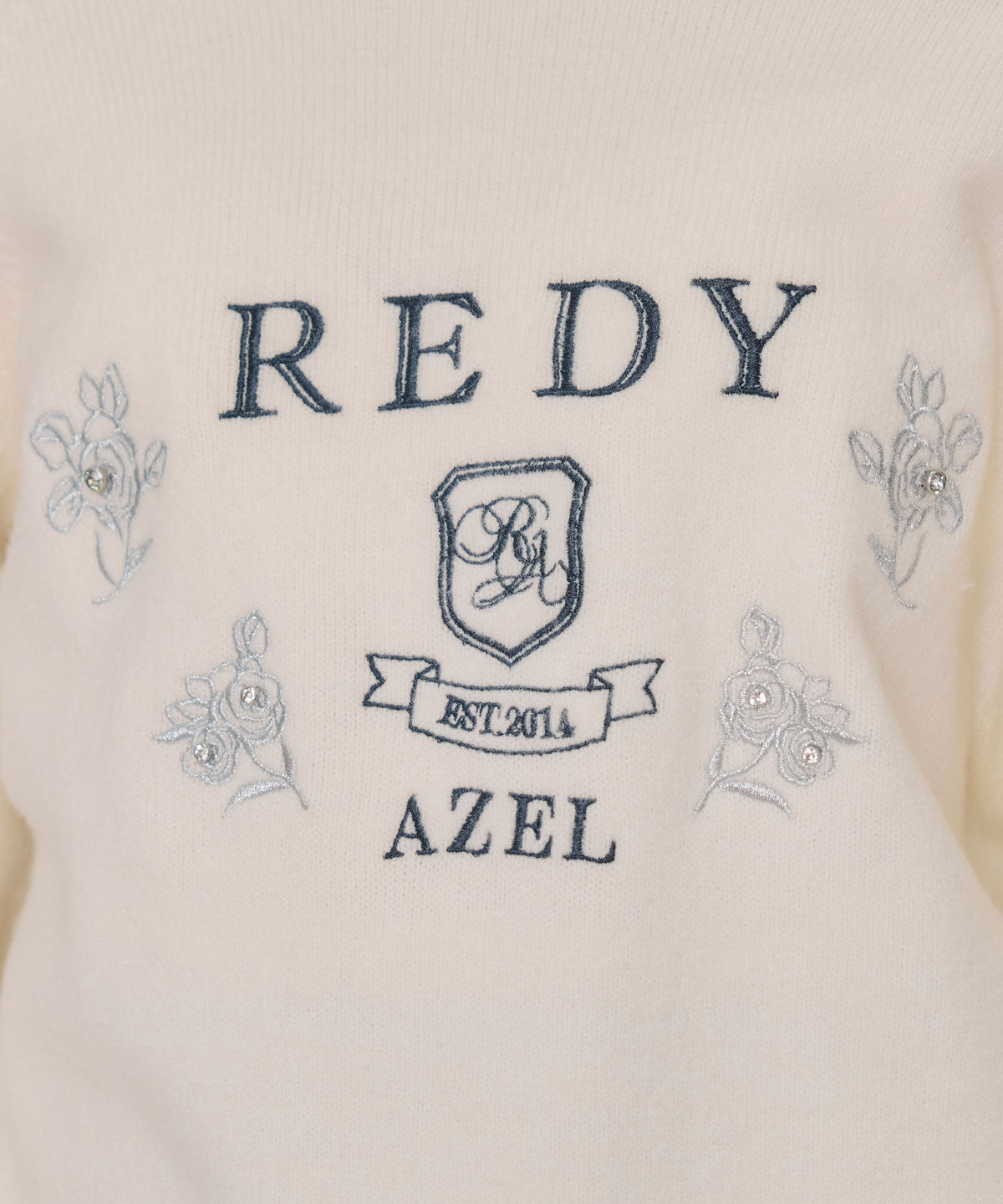 REDYAZEL「ビジューロゴエンブロイダリーニットプルオーバー」|ニット・セーター|