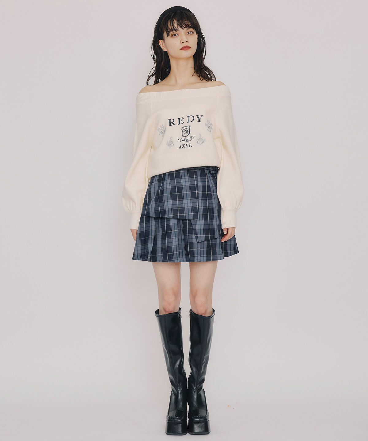 REDYAZEL「ビジューロゴエンブロイダリーニットプルオーバー」|ニット・セーター|