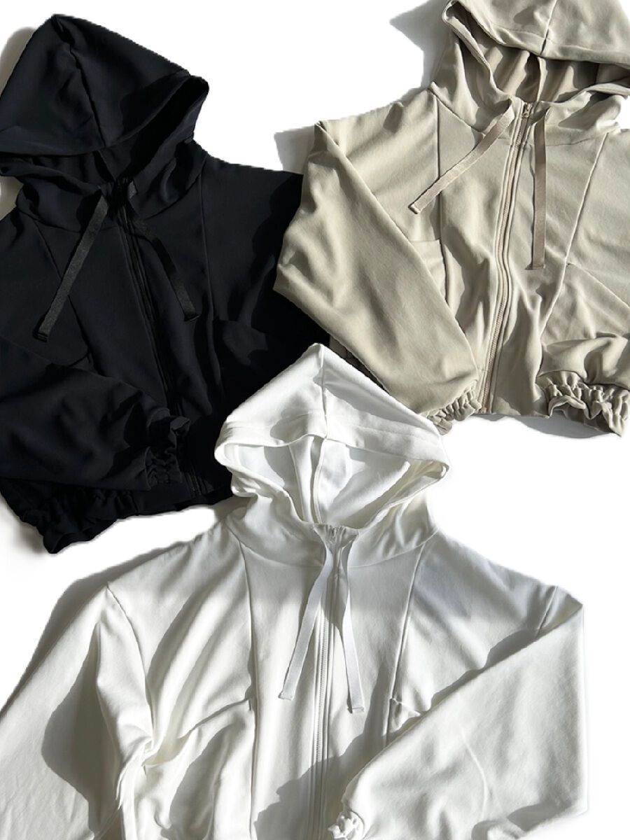 ALBOVE「ダンボールニットクロップド丈パーカー」|パーカー|ベージュ