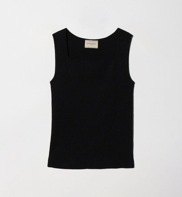 UNITED ARROWS「リブ スクエア キャミソールニット ‐ウォッシャブル‐」|タンクトップ|BLACK