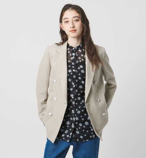 UNITED ARROWS「プリント バンドカラー シャツ」|シャツ・ブラウス|