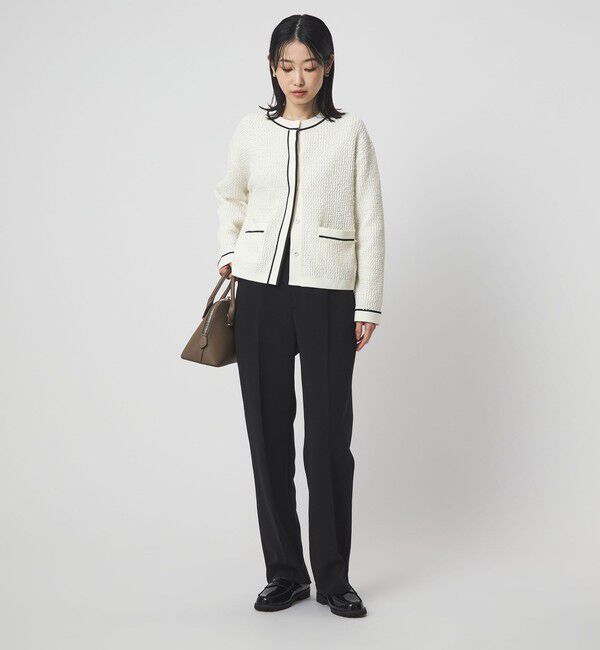 UNITED ARROWS green label relaxing「パイピング ノーカラー ニット カーディガン」|カーディガン|