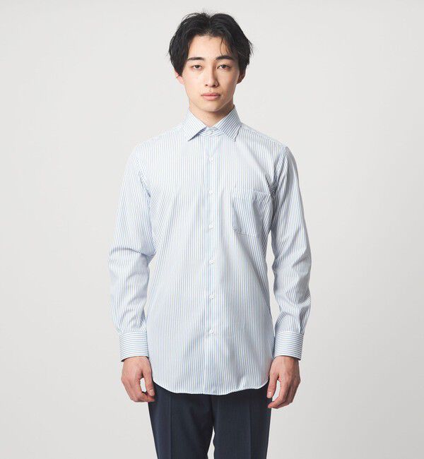 UNITED ARROWS green label relaxing「コットン ストライプ ワイドカラー ドレスシャツ -イージーアイロン-」|シャツ・ブラウス|