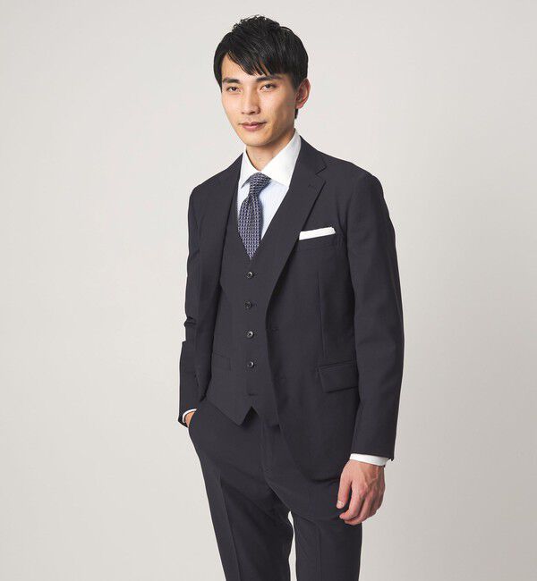 UNITED ARROWS green label relaxing「A+ TWPU トロピカル無地 スリム 5B セットアップ ベスト -ウォッシャブル-」|スーツ|