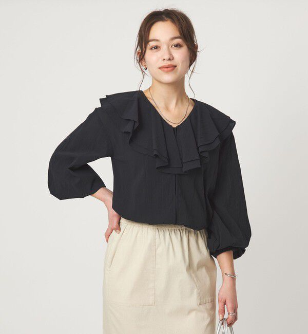 UNITED ARROWS green label relaxing「100/2 ラッフルカラー ブラウス」|シャツ・ブラウス|