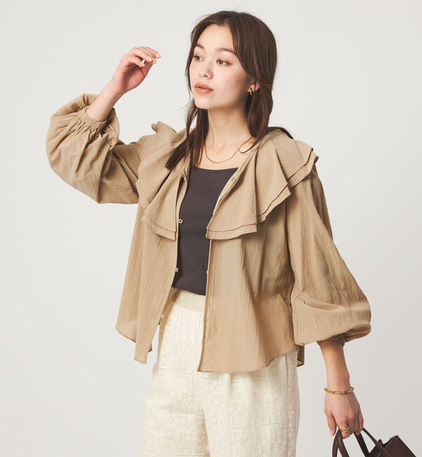 UNITED ARROWS green label relaxing「100/2 ラッフルカラー ブラウス」|シャツ・ブラウス|