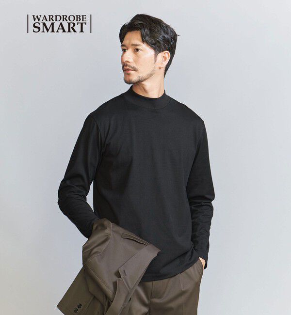 BEAUTY&YOUTH UNITED ARROWS「【WEB限定 WARDROBE SMART】クリア ガスコットン モックネック カットソー【抗菌・防臭】」|Tシャツ・カットソー|BLACK