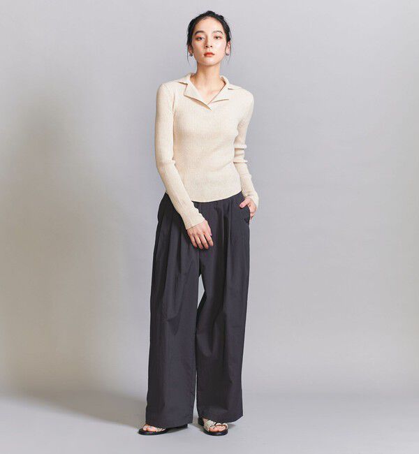 BEAUTY&YOUTH UNITED ARROWS「コットンリブ オープンカラーニット ウォッシャブル」|ニット・セーター|