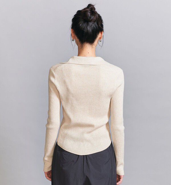 BEAUTY&YOUTH UNITED ARROWS「コットンリブ オープンカラーニット ウォッシャブル」|ニット・セーター|