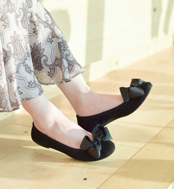 Ray BEAMS 「SEPTEMBER MOON / リボン バレエシューズ ソリッド」|バレエシューズ|