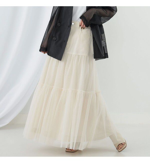 Ray BEAMS 「チュール キリカエ ティアード スカート」|スカート|